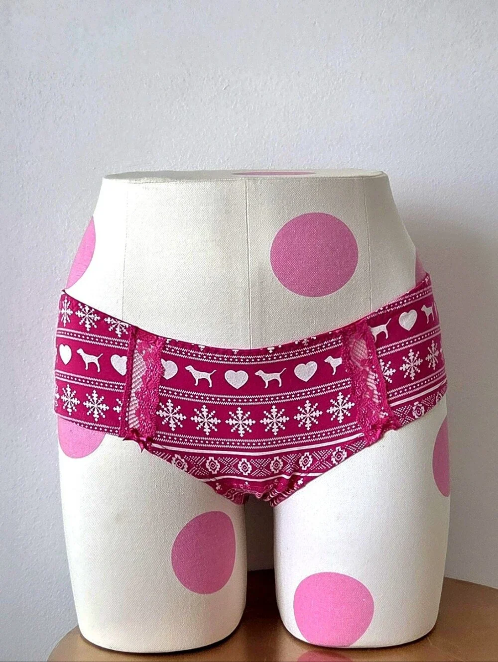 Victoria's Secret PINK VTG Y2K Low Rise Lace Holiday Fair Isle Hipster Panty NWT